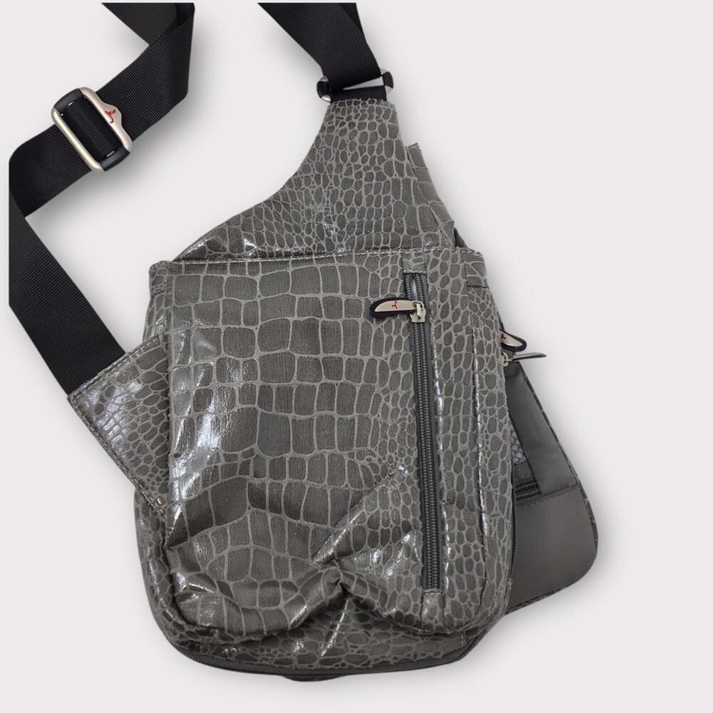 Travelon Crossbody Travel Bag & Passport Neckalce Gray Organizer Purse
